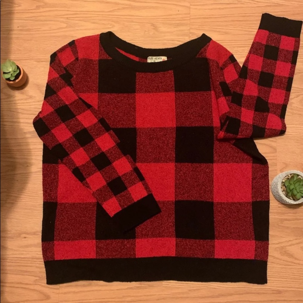 Women’s Ruff Hewn buffalo check sweater